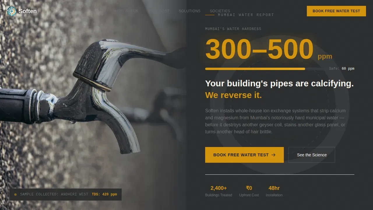 Effective Water Treatment Landing Page Template
