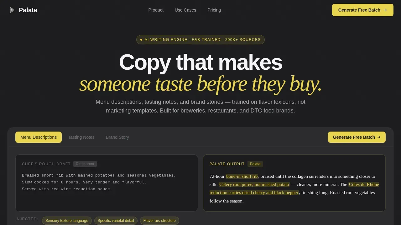AI-Powered Culinary Content Landing Page Template