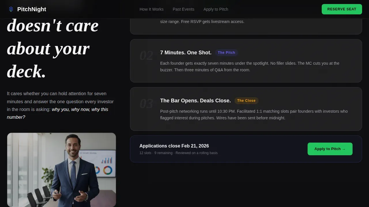 Premium Angel Investor Nights Landing Page Template