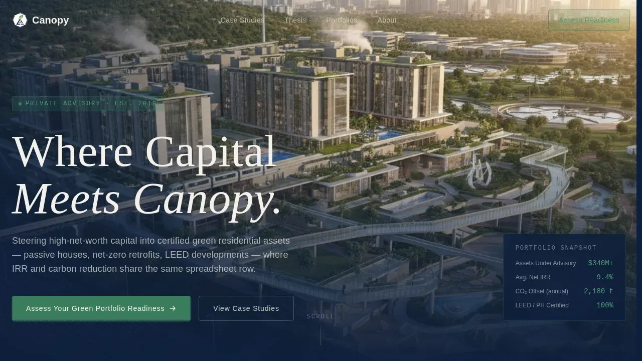 Strategic Green Capital Advisory Landing Page Template