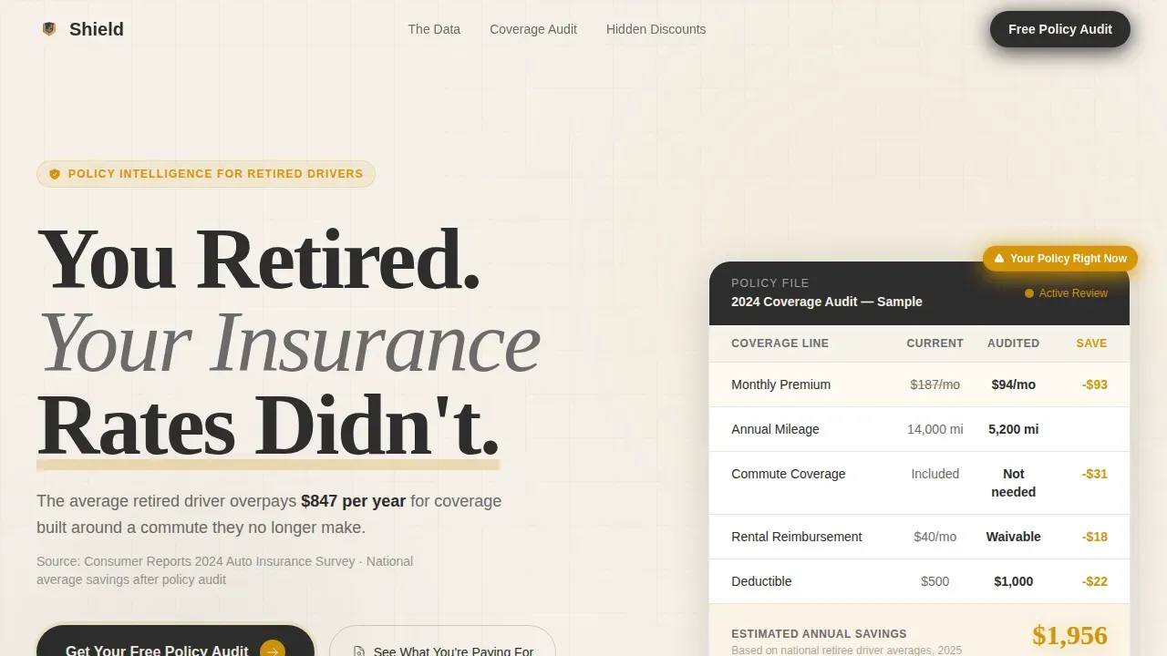 Complete Retiree Insurance Comparison Website Template