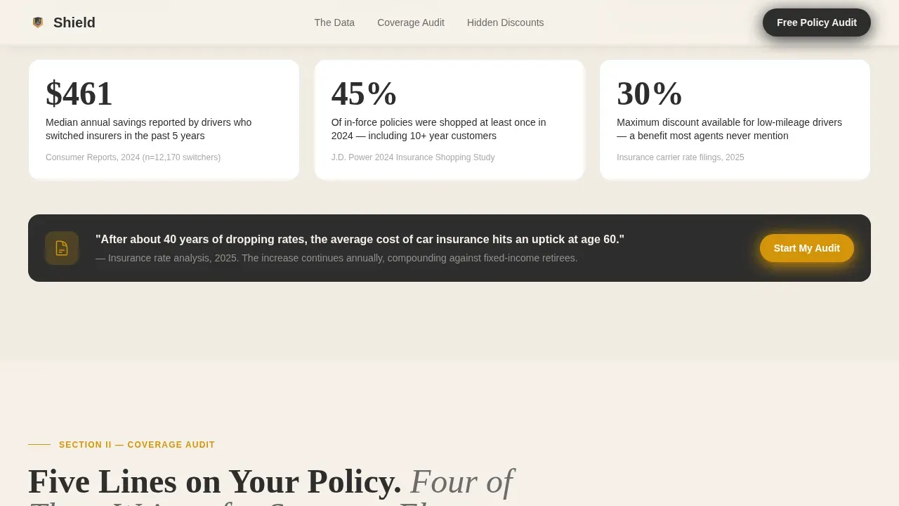 Complete Retiree Insurance Comparison Website Template