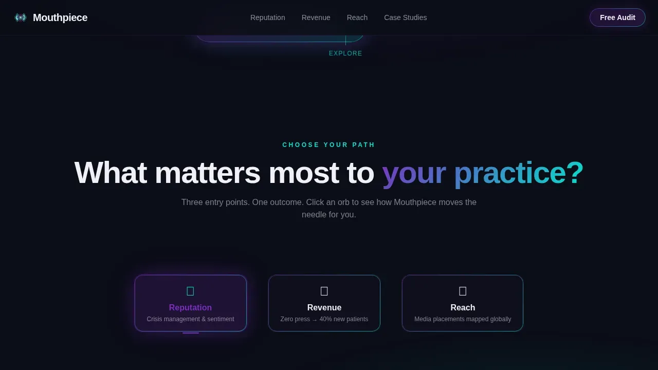 Immersive Dental PR Agency Landing Page Template