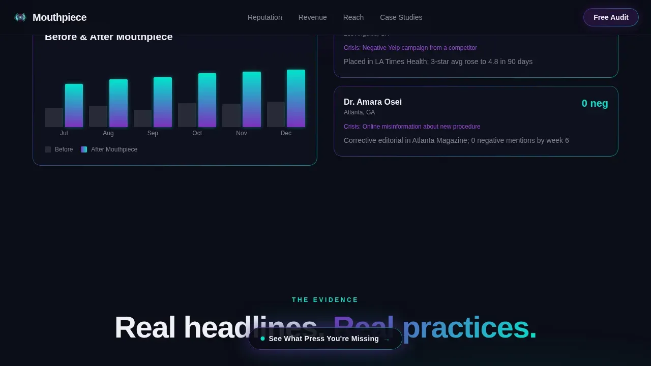 Immersive Dental PR Agency Landing Page Template