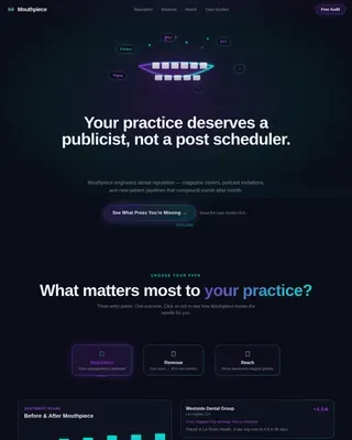 Immersive Dental PR Agency Landing Page Template