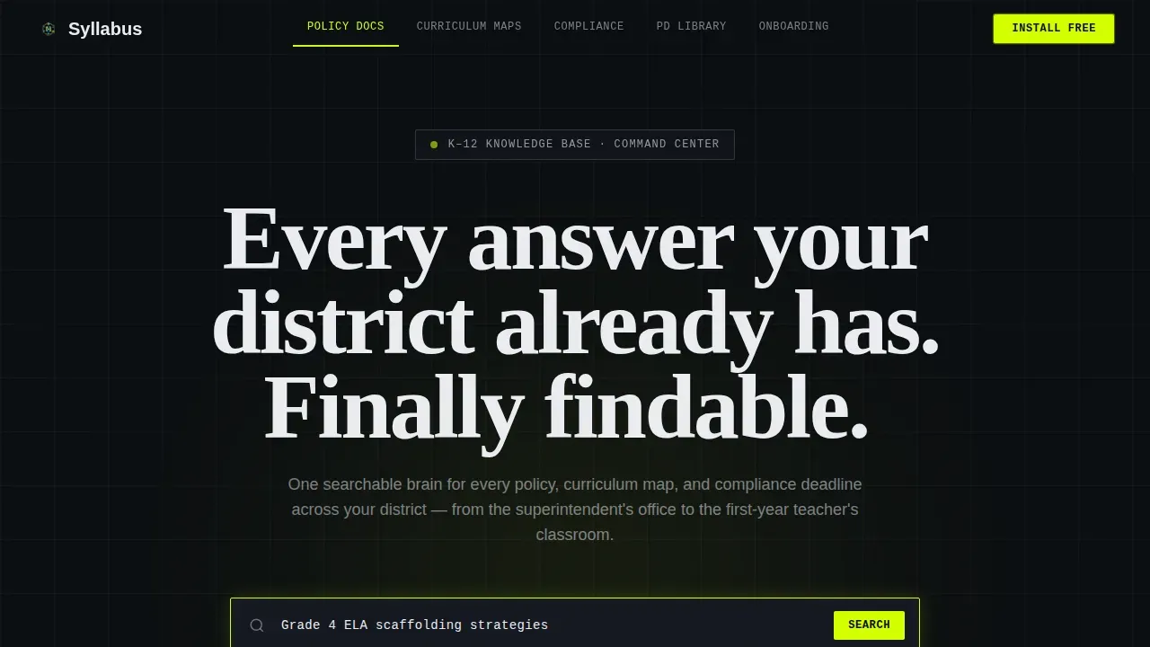 Command K-12 Learning Hub Landing Page Template