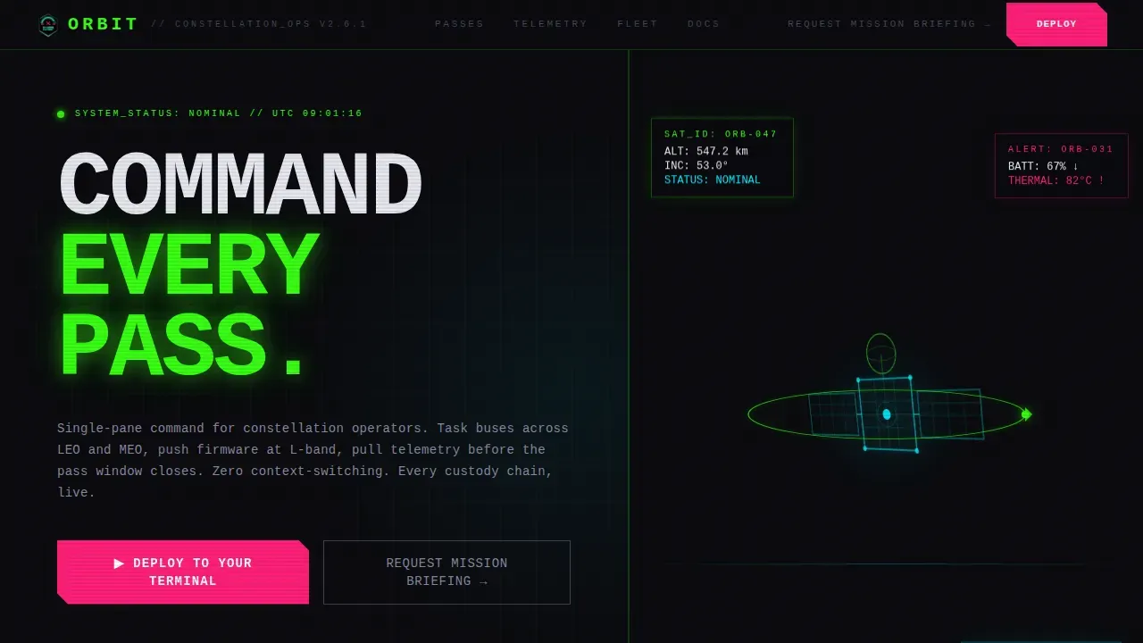 Intelligent Satellite Operations Landing Page Template