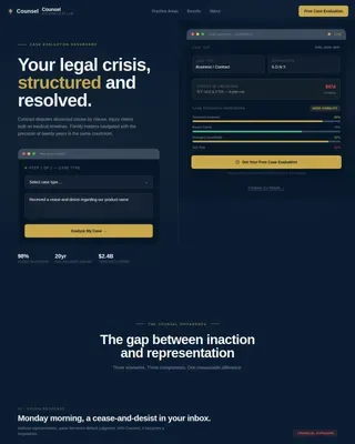 Strategic Litigation & Case Evaluation Law Firm Website Template