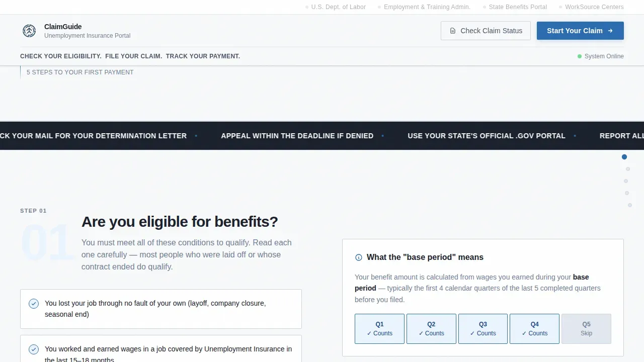 Guided Unemployment Support Landing Page Template