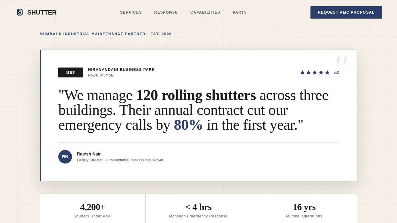 Commercial Garage Operations Landing Page Template