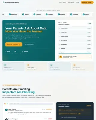 Regulatory Childcare Documentation Landing Page Template