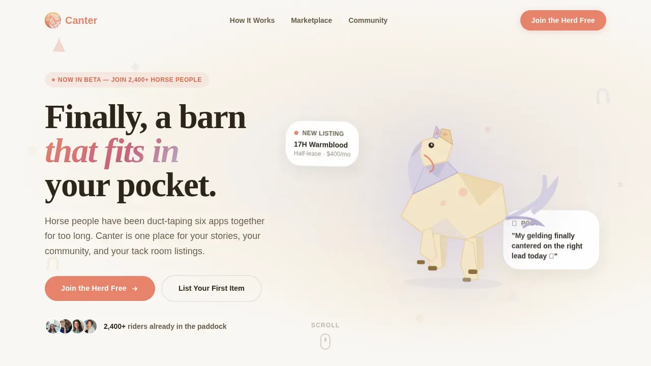 Equestrian Community Platform Landing Page Template