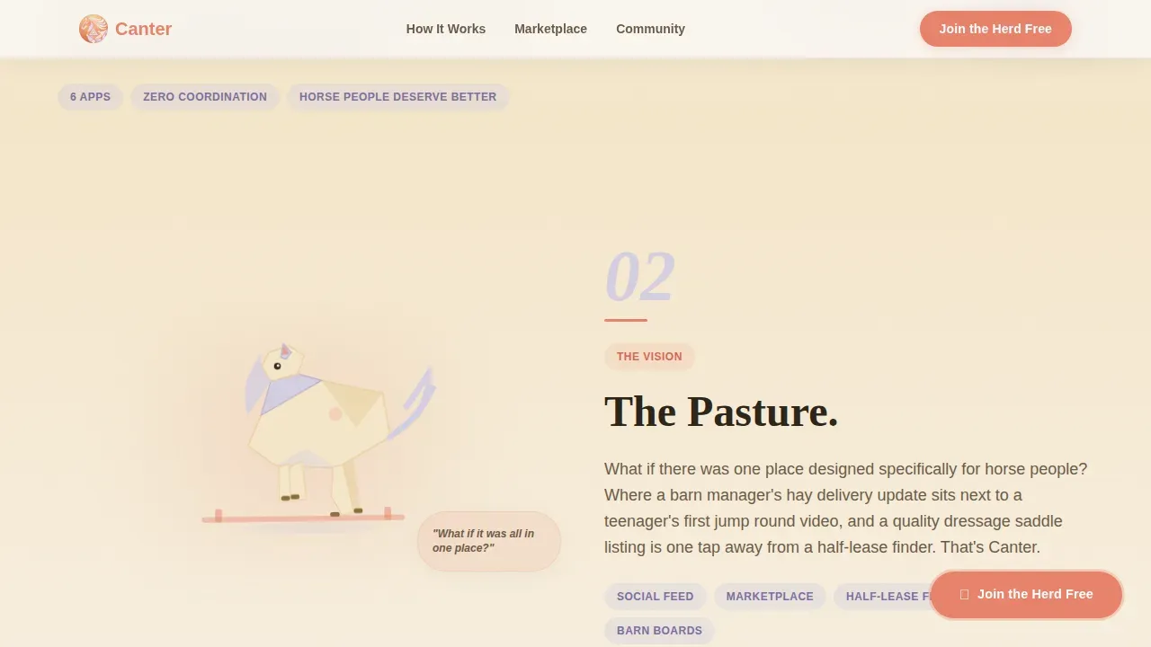 Equestrian Community Platform Landing Page Template