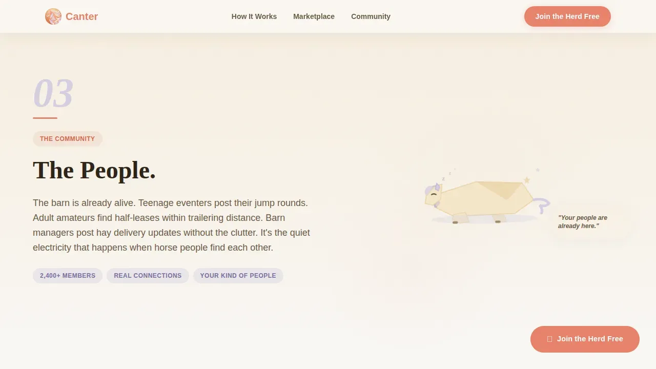 Equestrian Community Platform Landing Page Template