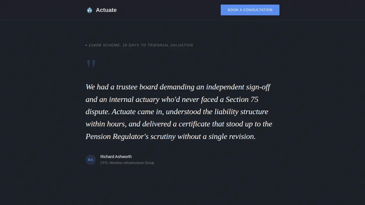 Premium Actuary Services Landing Page Template