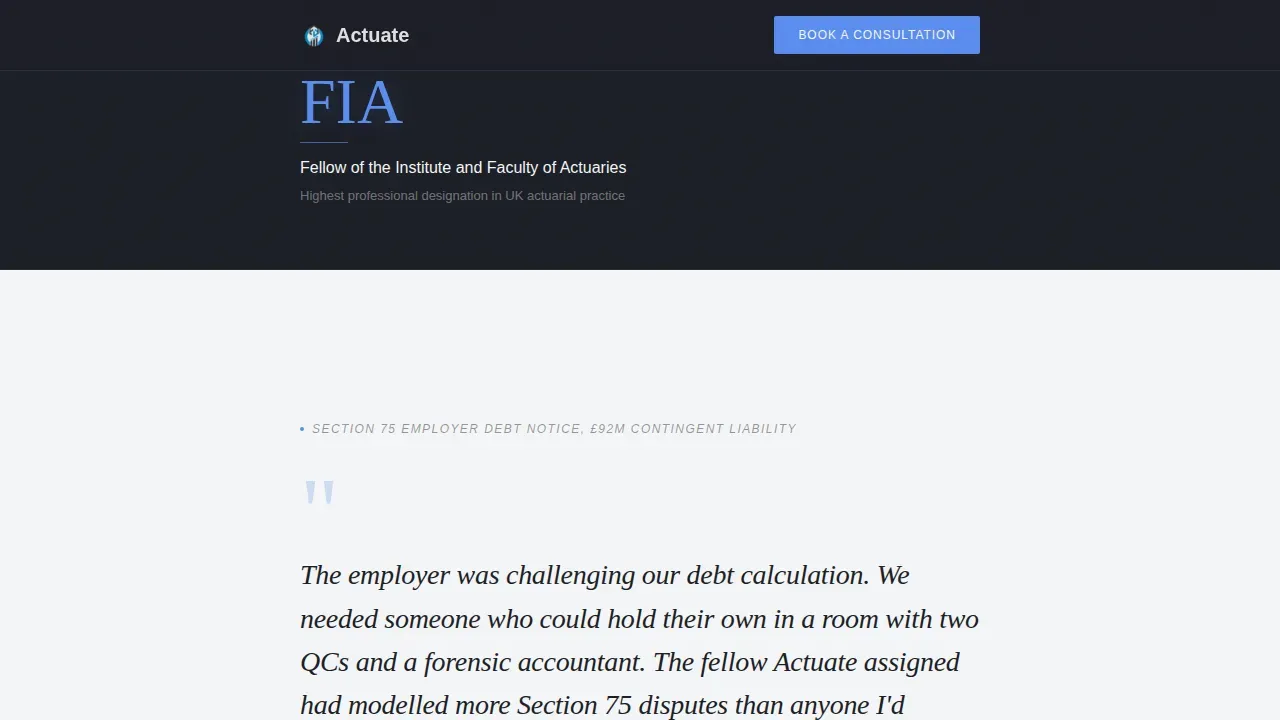 Premium Actuary Services Landing Page Template