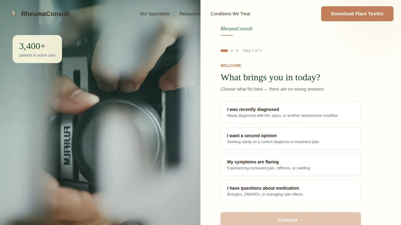 Expert Rheumatology Portal Landing Page Template