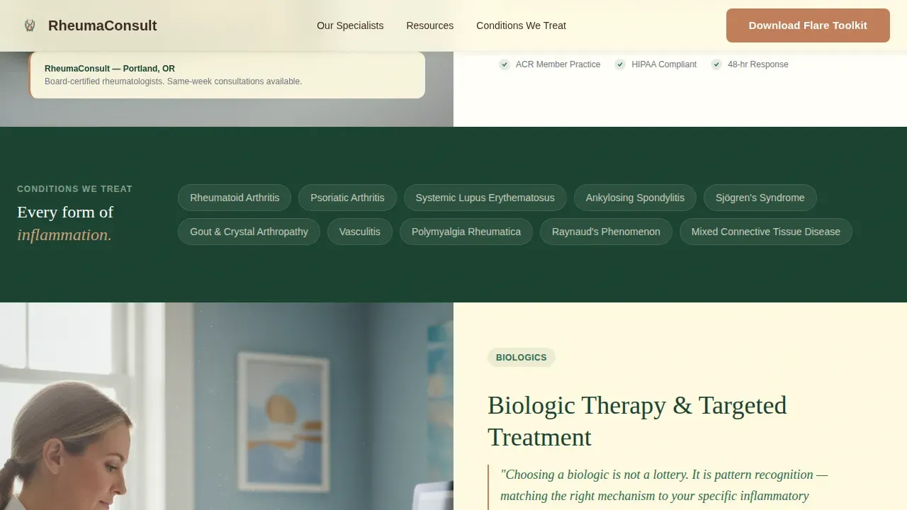 Expert Rheumatology Portal Landing Page Template