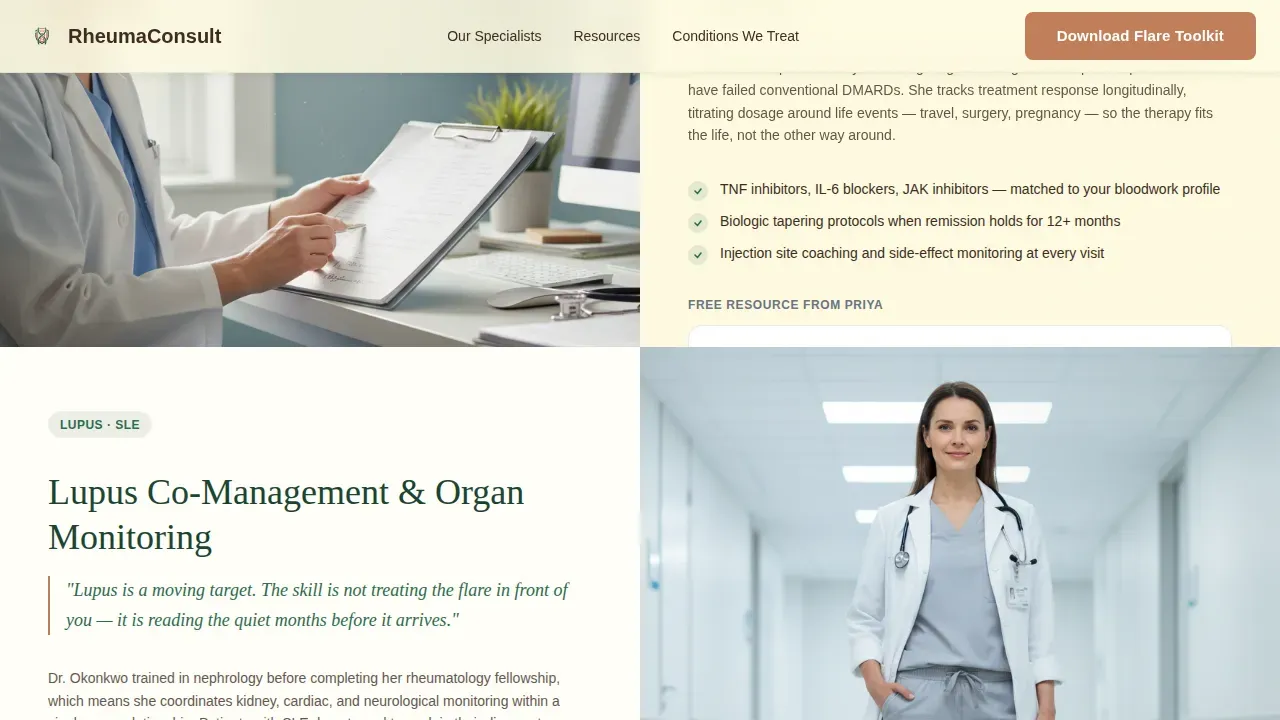 Expert Rheumatology Portal Landing Page Template