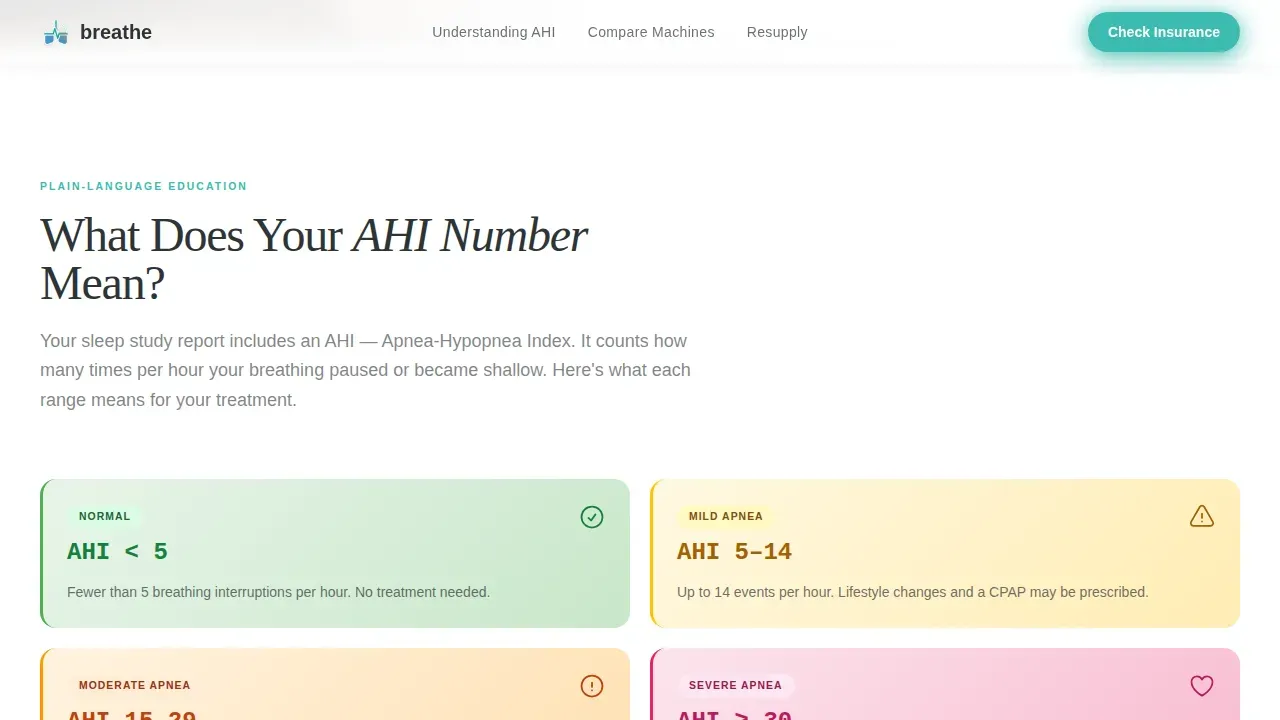 CPAP Equipment Comparison Landing Page Template