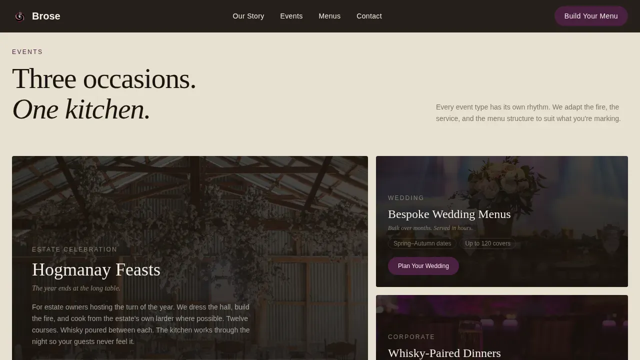 Haute Craft Scottish Catering Landing Page Template