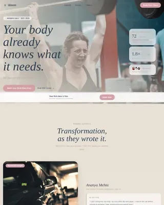 Women-Only Gym Website Template with Transformation Stories