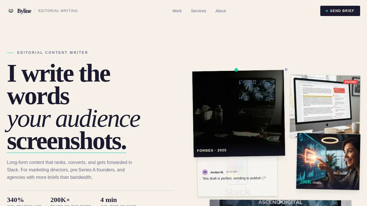 Ink & Paper Content Writer Portfolio Landing Page