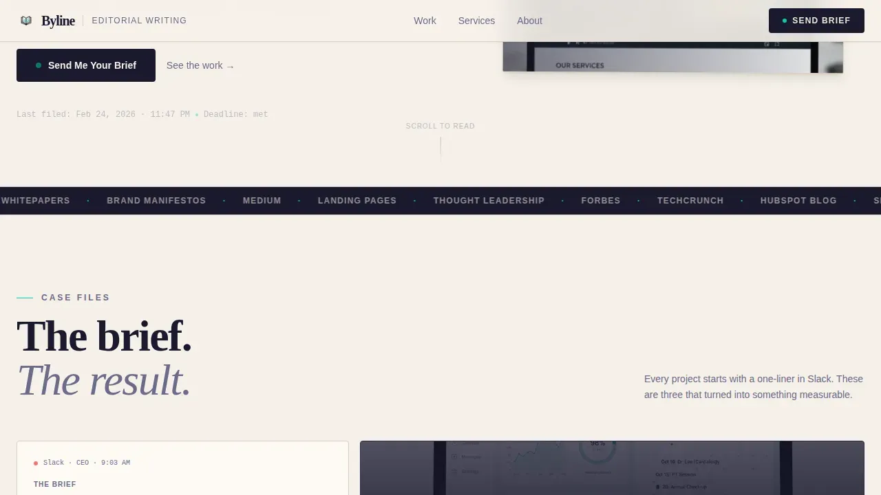 Ink & Paper Content Writer Portfolio Landing Page