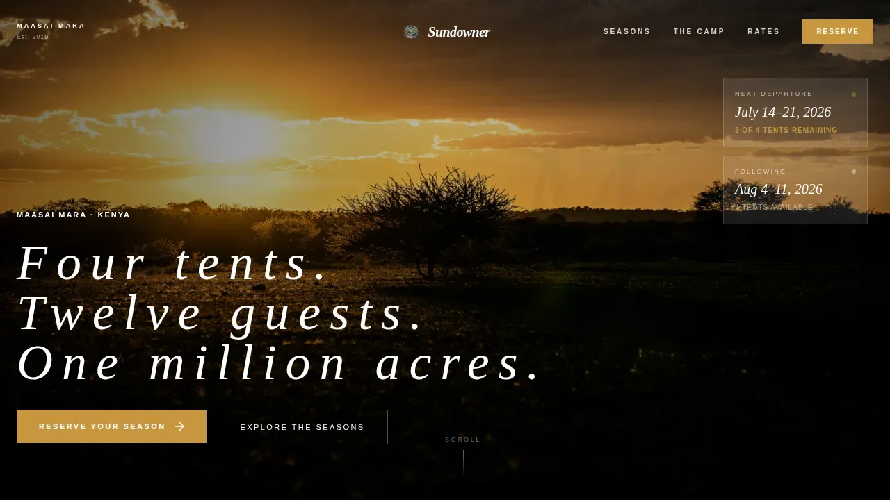 Ultra-Luxury Safari Camp Seasonal Photography Website Template