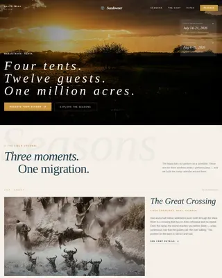 Ultra-Luxury Safari Camp Seasonal Photography Website Template
