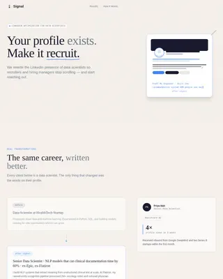 Data Scientist LinkedIn Optimization Landing Page Template