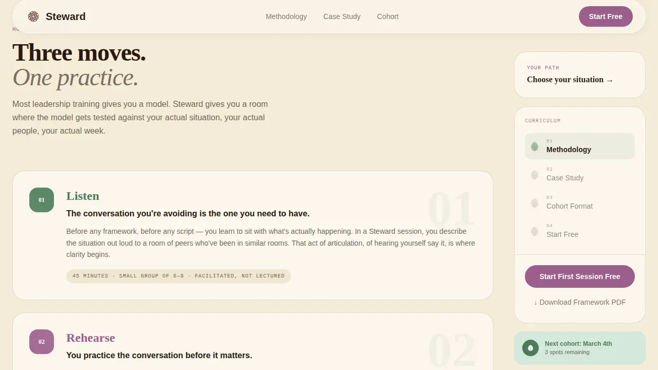 Cohort Leadership Training Landing Page Template