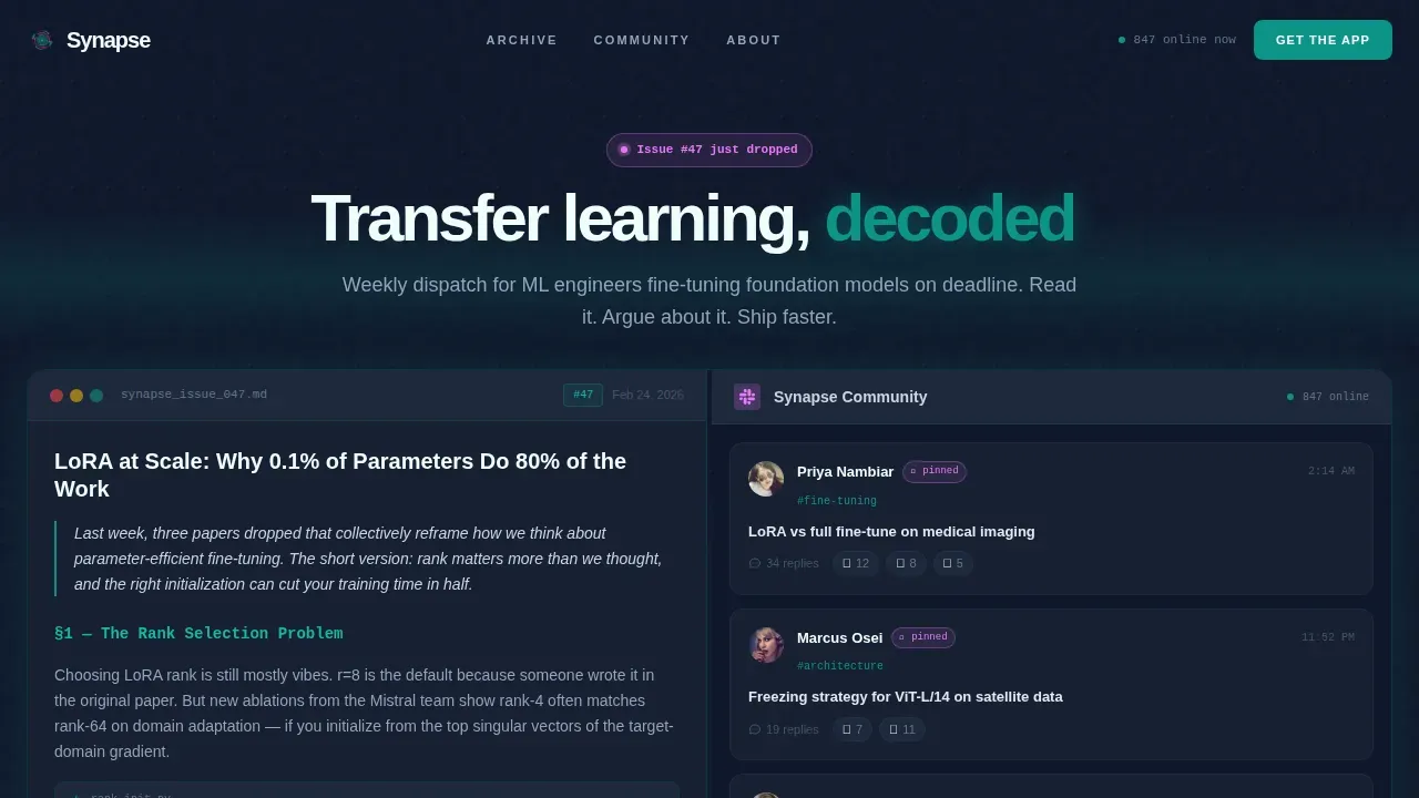 Transfer Learning Newsletter & Community Landing Page
