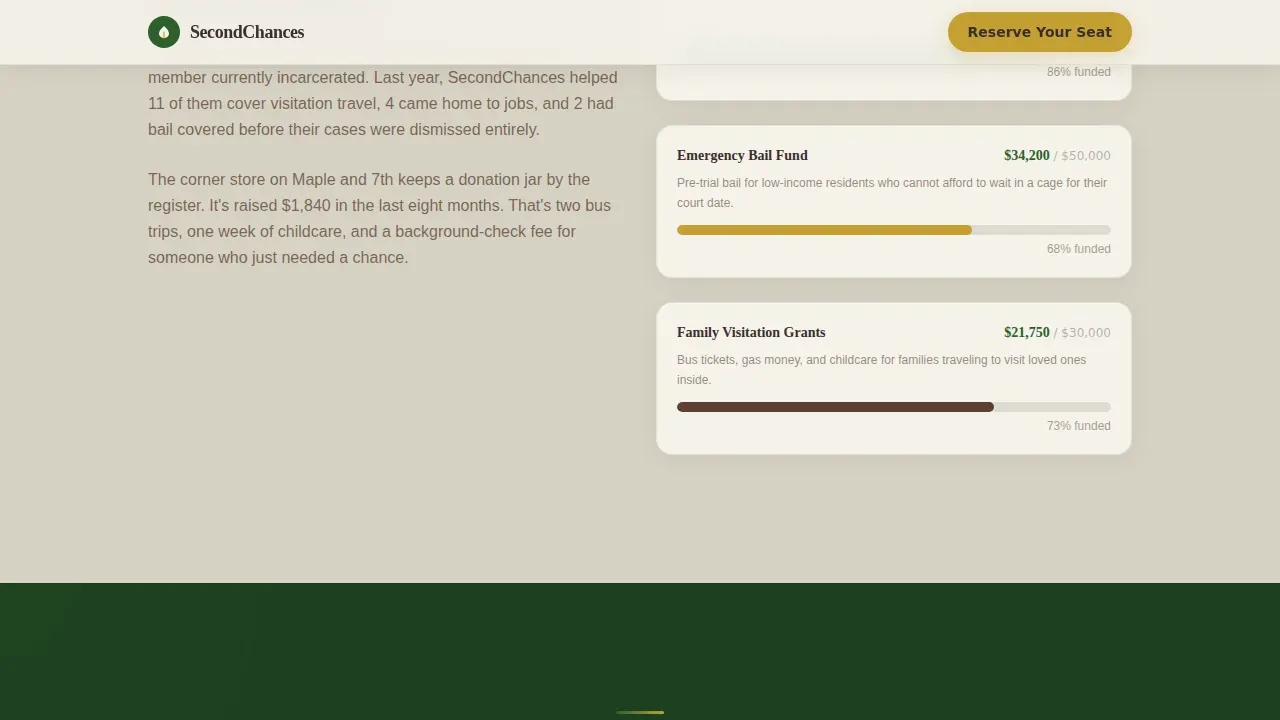 Community Reentry Fundraising Event Landing Page Template