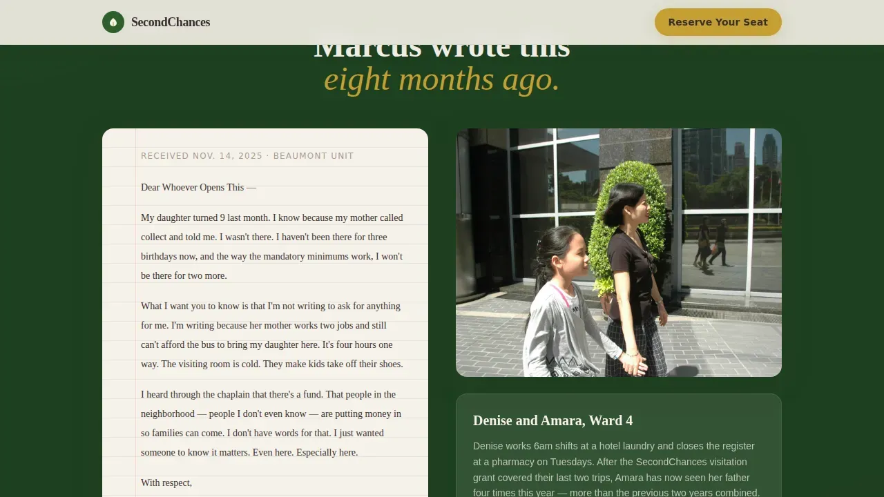 Community Reentry Fundraising Event Landing Page Template