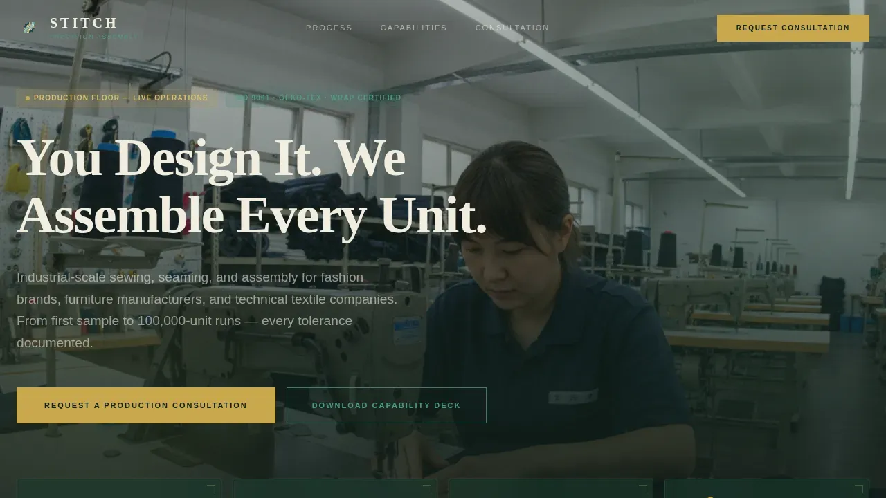 Industrial Textile Assembly Landing Page Template
