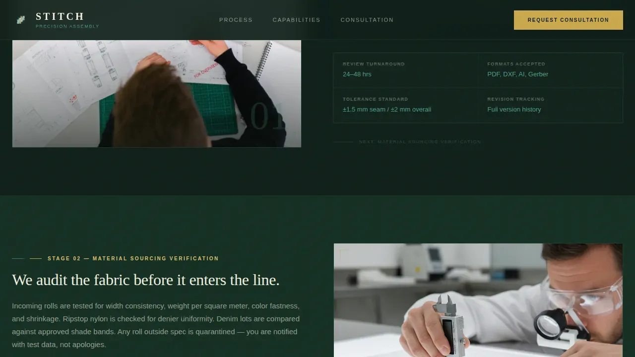 Industrial Textile Assembly Landing Page Template