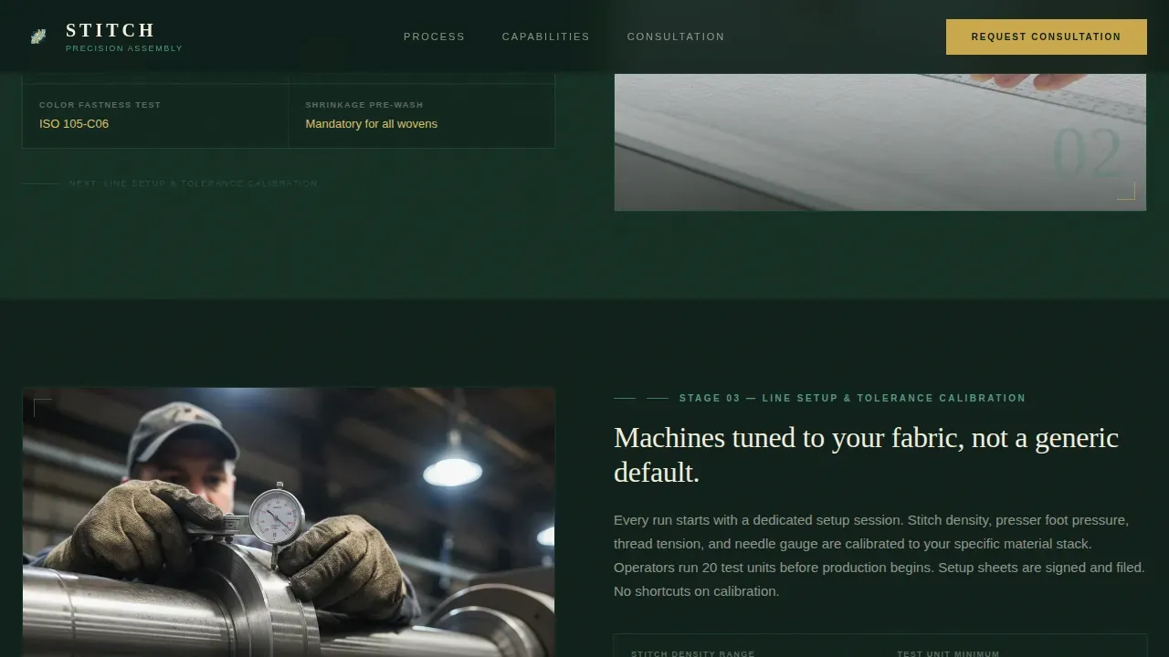 Industrial Textile Assembly Landing Page Template