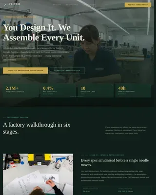 Industrial Textile Assembly Landing Page Template