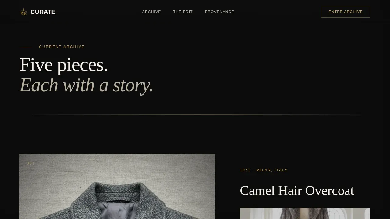 Luxe Minimal Vintage Clothing Brand Landing Page