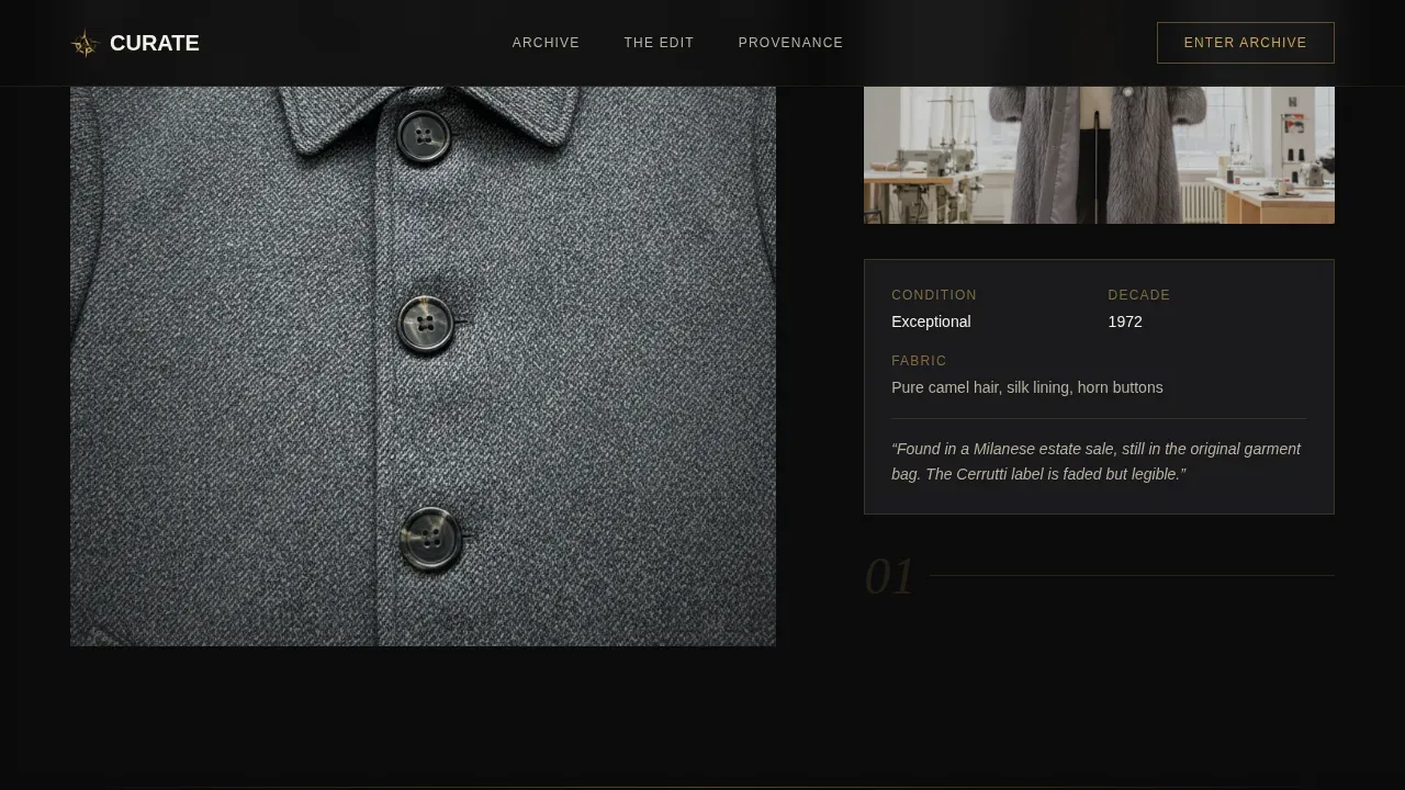 Luxe Minimal Vintage Clothing Brand Landing Page