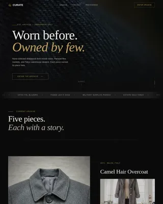 Luxe Minimal Vintage Clothing Brand Landing Page