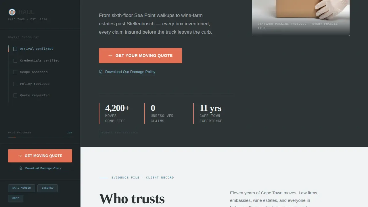 Professional Moving Authority | Free Website Template | Rocket