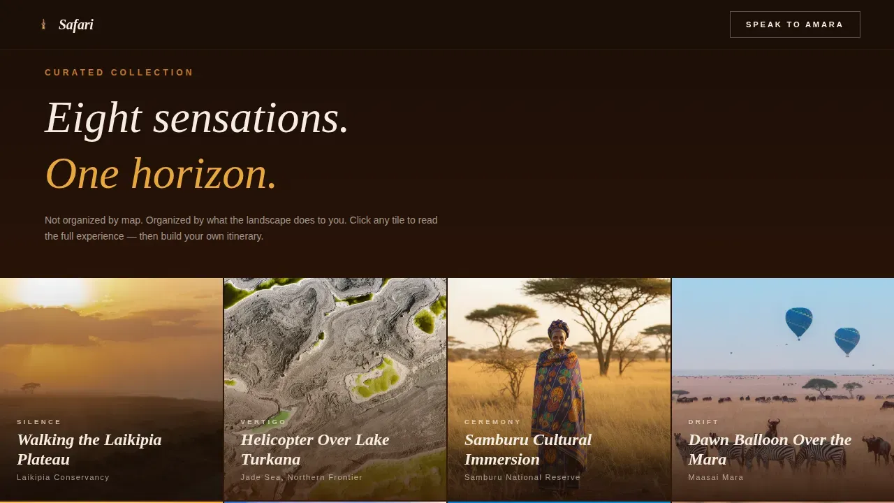 Curated Luxury Kenya Travel Landing Page Template
