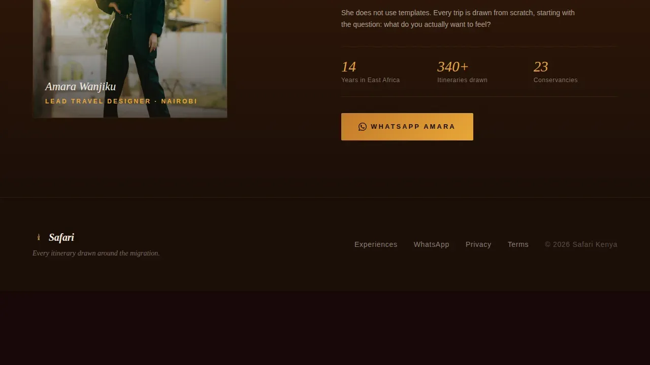 Curated Luxury Kenya Travel Landing Page Template