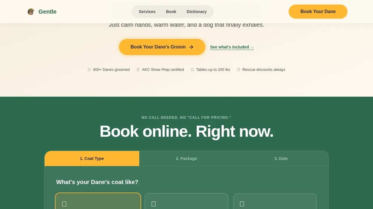 Great Dane Grooming Landing Page Template