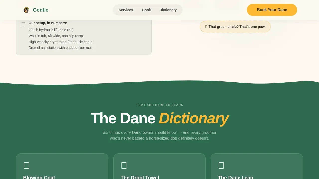 Great Dane Grooming Landing Page Template