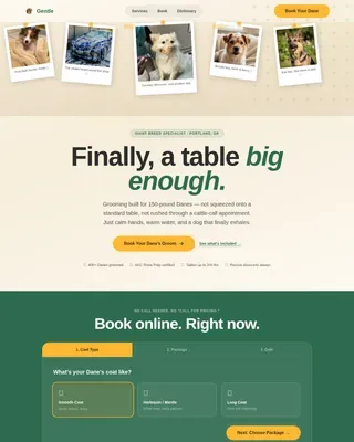 Great Dane Grooming Landing Page Template