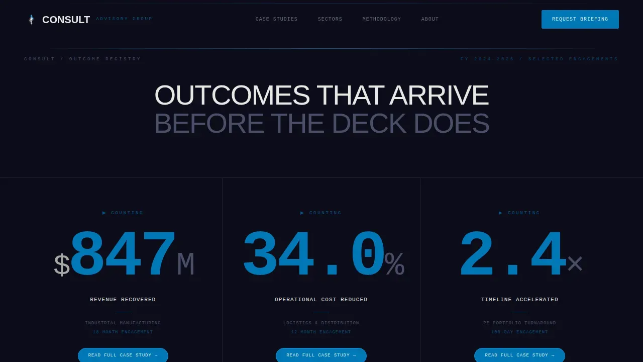 B2B Management Consulting Motion Case Study Website Template