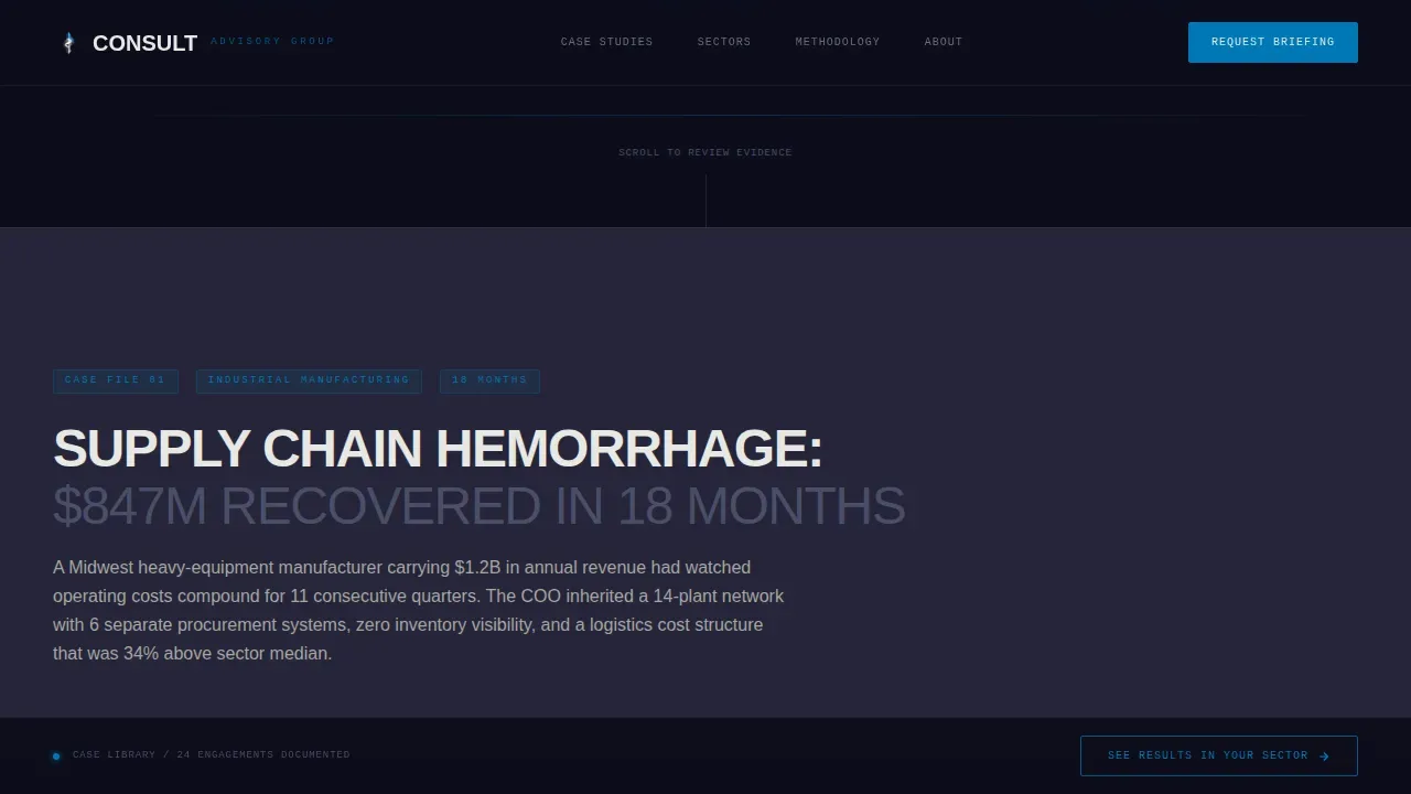 B2B Management Consulting Motion Case Study Website Template